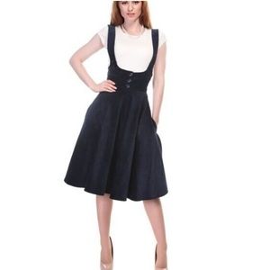 Aida Zak London Women's Modcloth Natalia Navy Blue Corduroy Skirt Size M